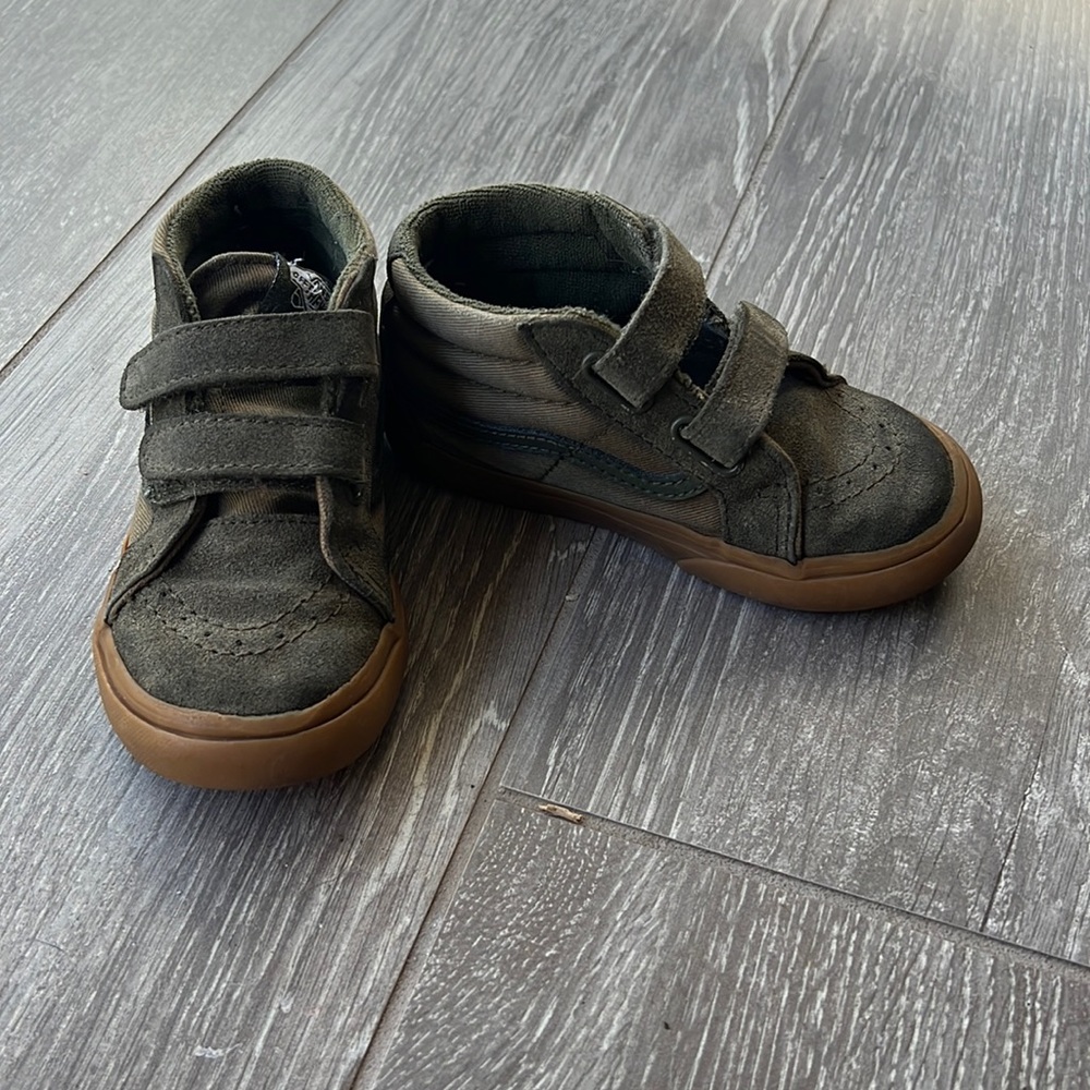Army green Velcro vans